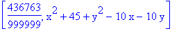 [436763/999999, x^2+45+y^2-10*x-10*y]